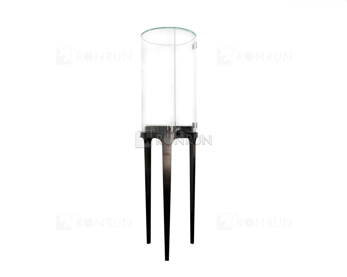 High End Cylindrical Glass Jewellery Display Showcase Cabinet