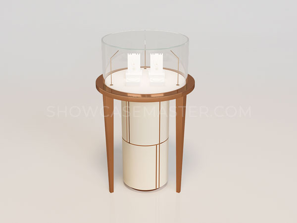 Luxury Round Jewellery Showcase With High Light Transmittance Glass