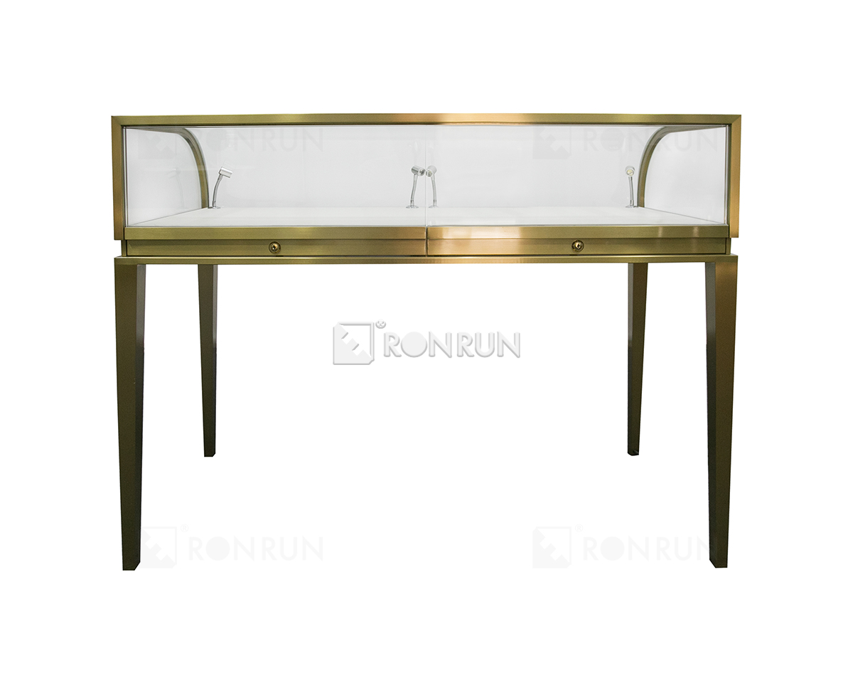 Glass Jewelry Display Cases High End Curved Glass Counter