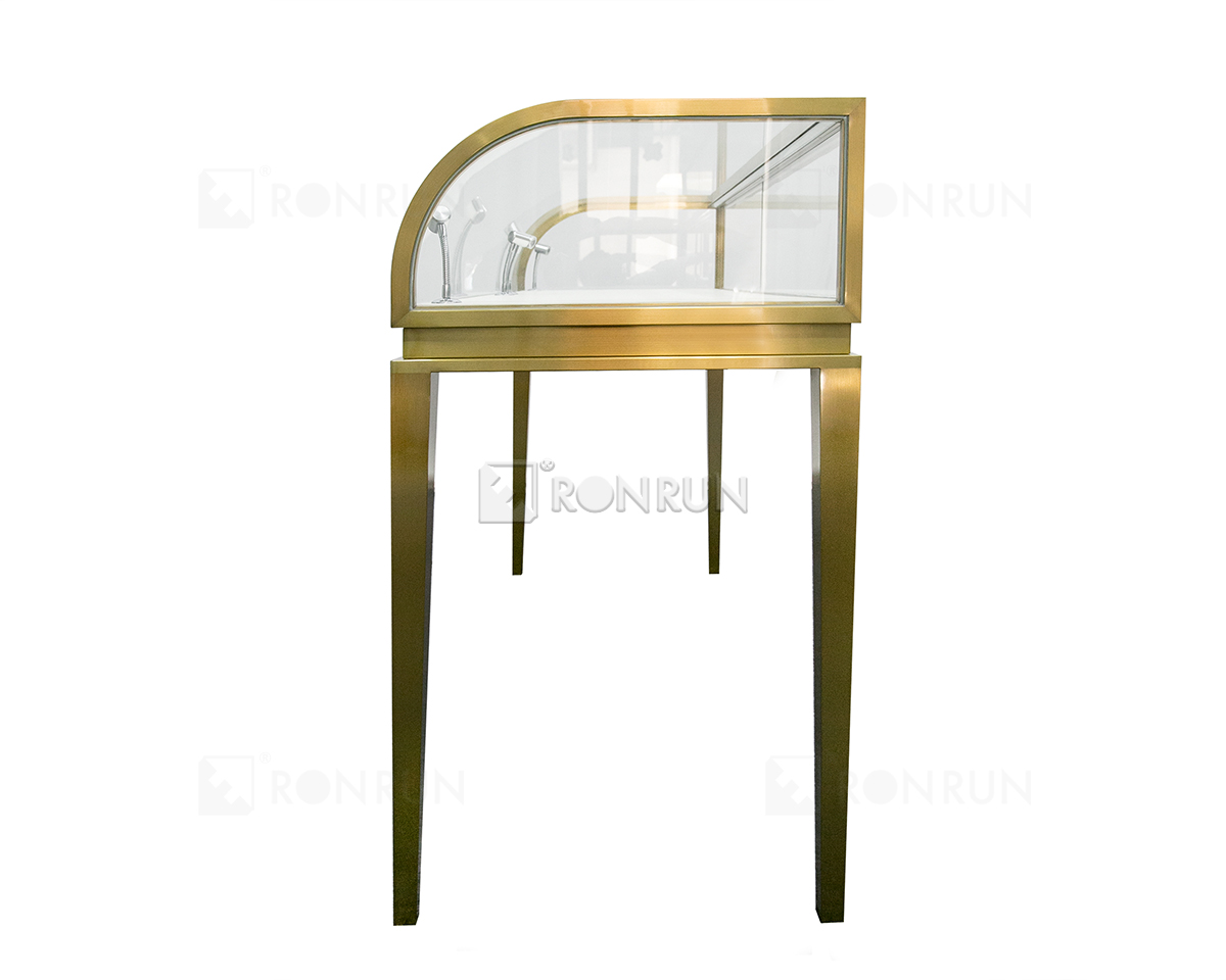 Glass Jewelry Display Cases High End Curved Glass Counter