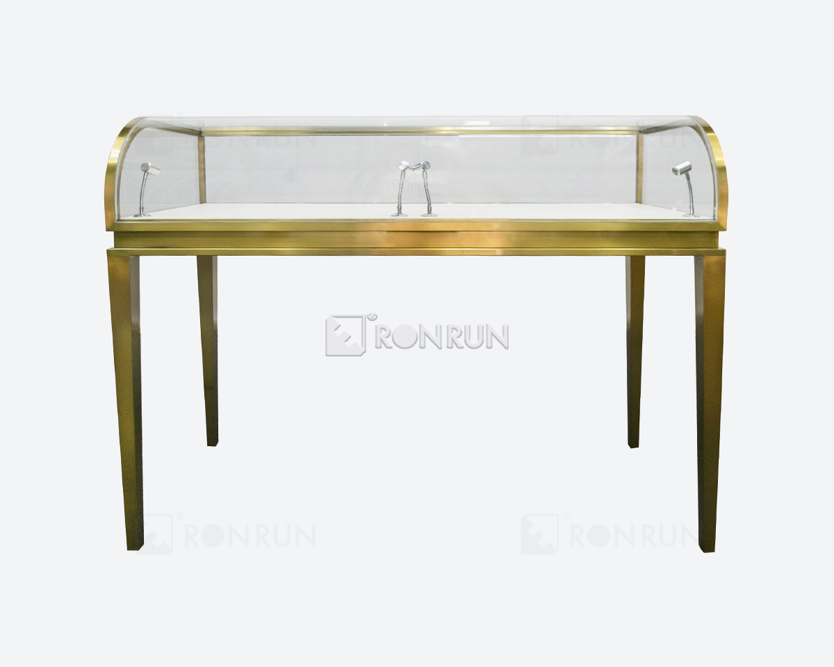 Glass Jewelry Display Cases High End Curved Glass Counter