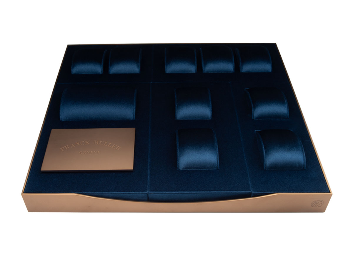 pillow watch display tray organizer navy blue velvet 11 slots custom logo watch display tray