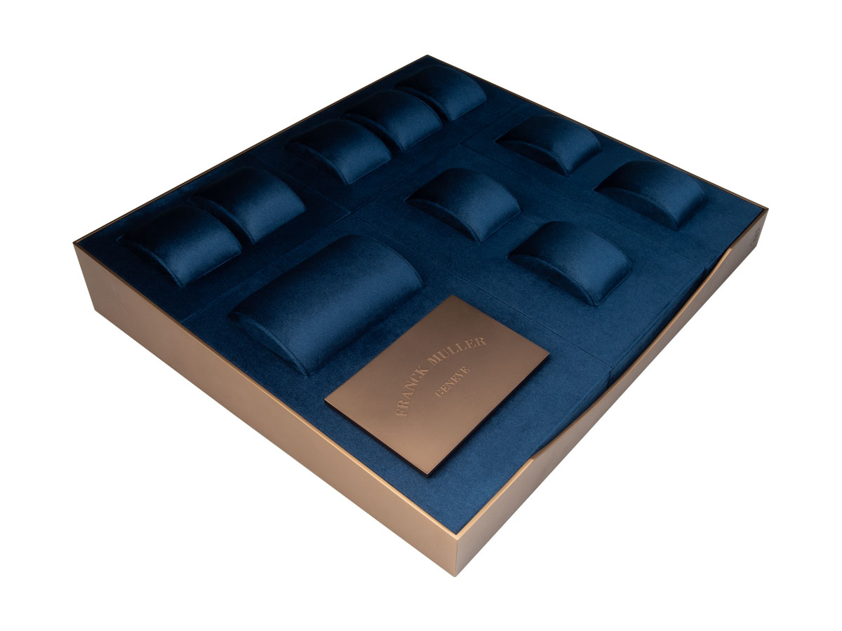 pillow watch display tray organizer navy blue velvet 11 slots custom logo watch display tray