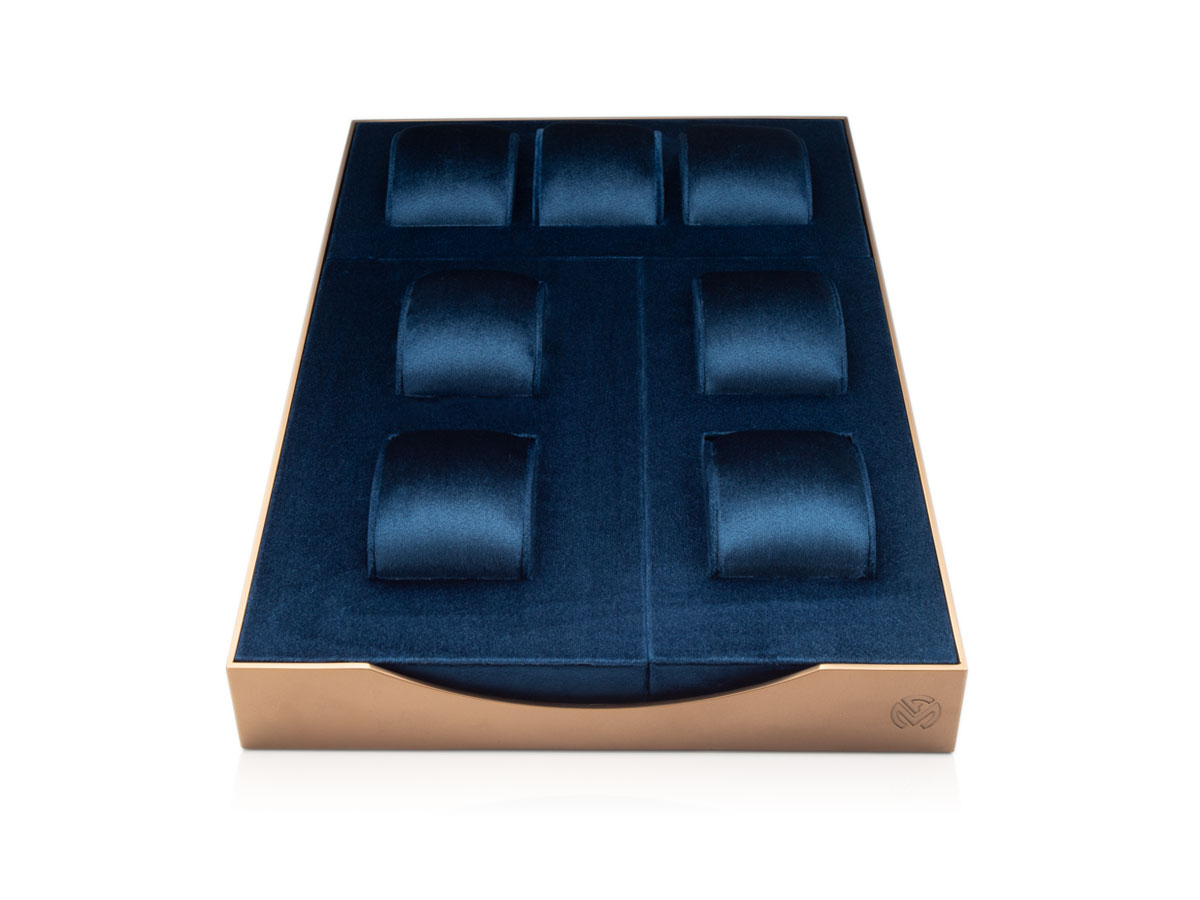 pillow watch display tray organizer navy blue velvet 7 slots watch display tray