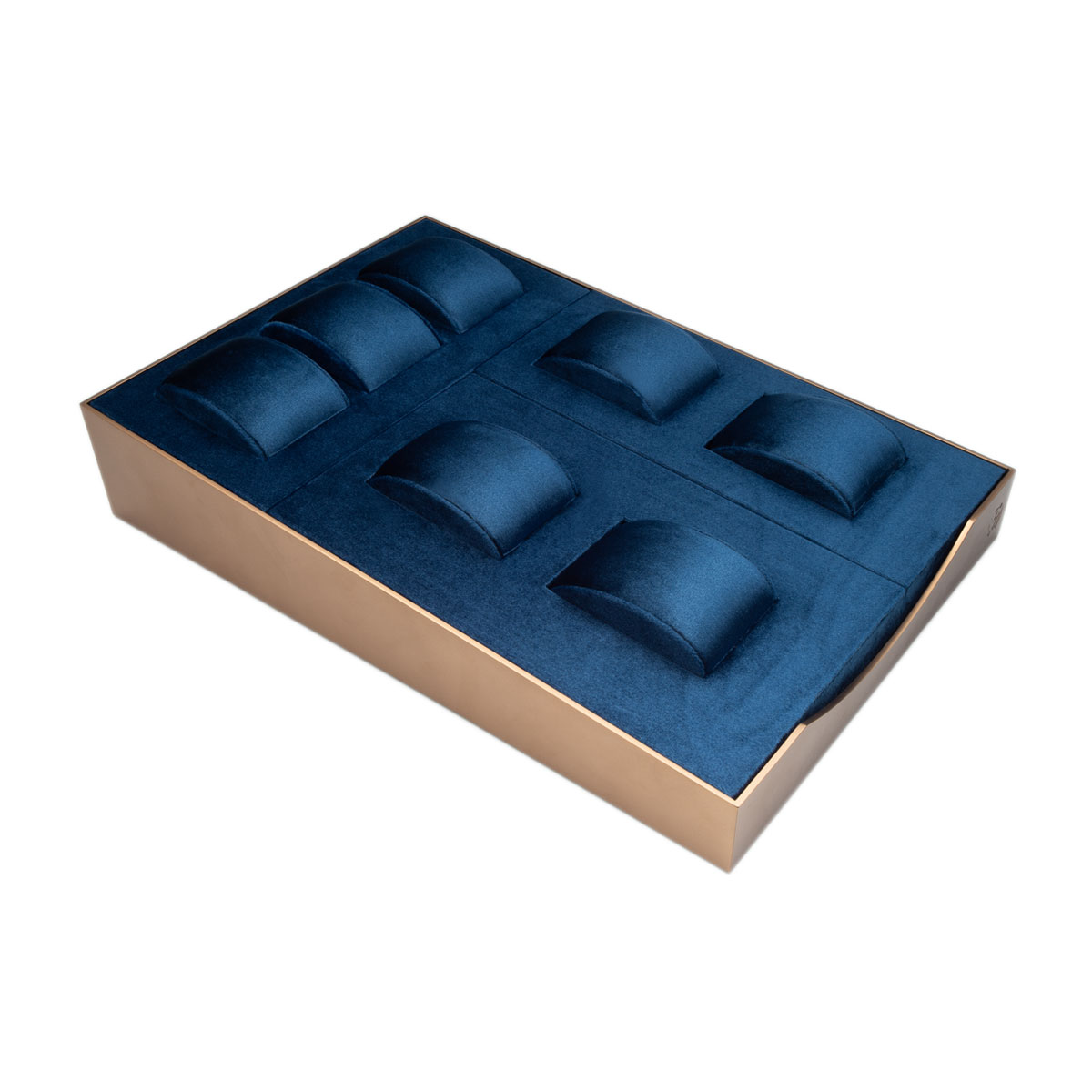 pillow watch display tray organizer navy blue velvet 7 slots watch display tray side 1200