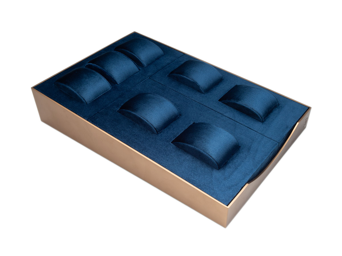 pillow watch display tray organizer navy blue velvet 7 slots watch display tray